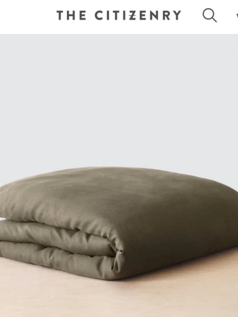 Citizenry Stonewashed Linen Duvet cover King Size Olive Green